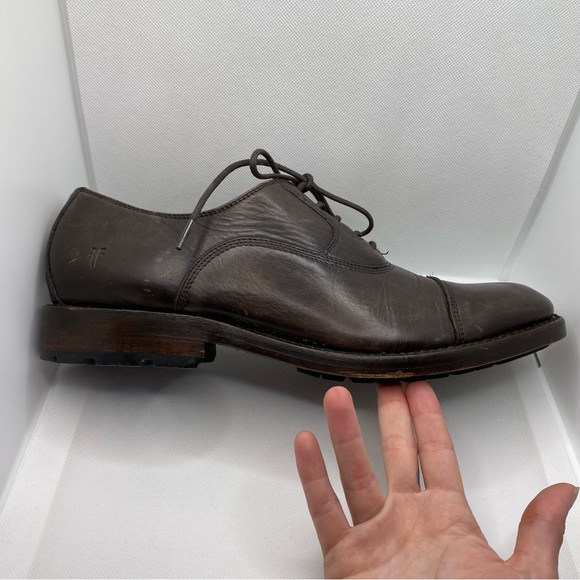 Frye Bowery Bal Cap Toe Lace Up Oxfords Shoes Brown Red 3480533 Dress Leather - Picture 7 of 14